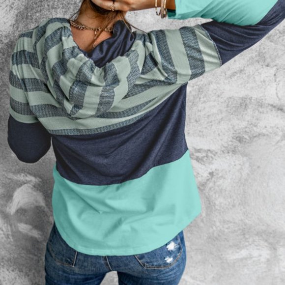 💜 New Color Block Drawstring Hoodie - Picture 4 of 7